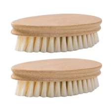 2 Pcs Wooden Handle Brush Beech Shoes Polishing Brush Clothes Cleaning Tool
