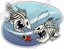 Fisherman Fishing Dead Fish Bites Hook Gift Car Bumper Vinyl Sticker Decal 5"X4"
