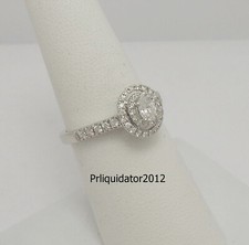 1/2CT Natural Oval Diamond Halo Engagement Wedding Ring Bridal 14K White Gold