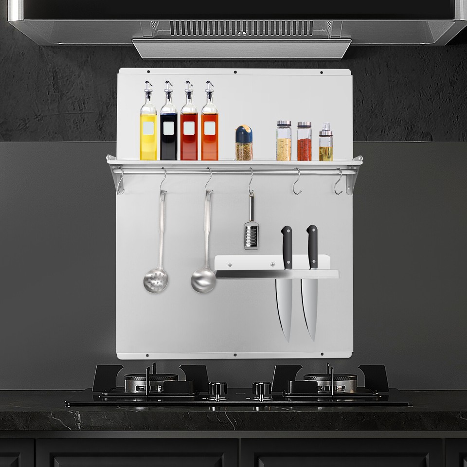 Kitchen Range Backsplash Commercial Stove Backsplash W/ Storage Shelf
