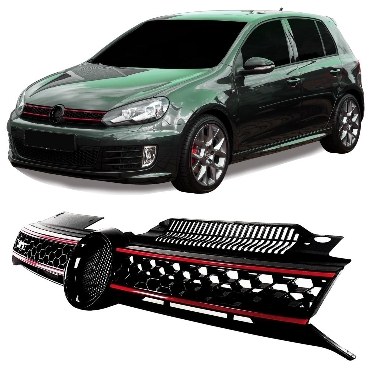 Calandre VW Golf 6 GTI 2008-2012 finition noire et rouge style nid d'abeille