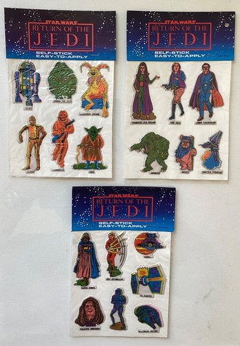 Star Wars Return Jedi Puffy Stickers Set 3 lot Vintage Sealed Original 1983 ROTJ