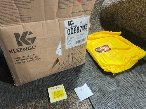(QTY 12) KleenGuard A70 00687 4XL Yellow Chemical Resistant Coveralls image 9