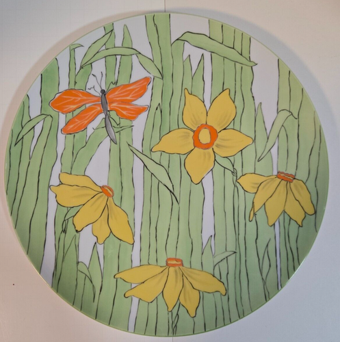 Juego de 4 platos de cena Franci Villa Vanilla Palm Beach 11" flores mosca dragón - Imagen 9 de 15