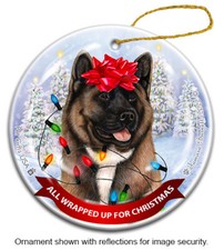 Akita All Wrapped Up For Christmas Holiday Ornament