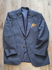 40S Men's Bert Pulitzer Blazer Atlantic Blue 100 Wool Gold Button Sport Coat