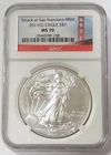 2011 (S) American Silver Eagle 1 OZ Coin NGC Mint State 70 Golden Gate Bridge