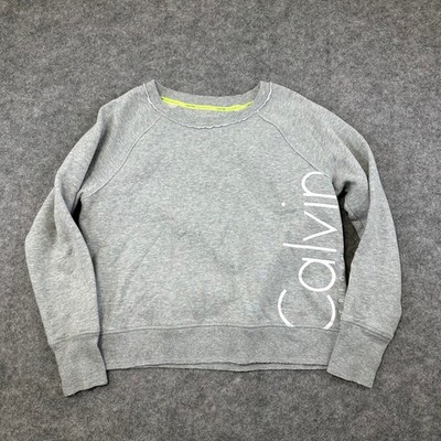Calvin Klein Sweatshirt Womens M Gray Logo Performance Activewear Pullover Top