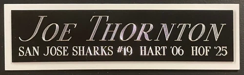 JOE THORNTON SHARKS NAMEPLATE AUTOGRAPHED Signed HOCKEY STICK-PUCK-JERSEY-PHOTO