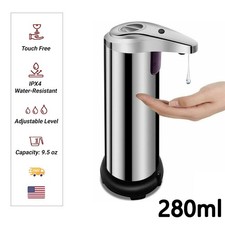 280ml Stainless Auto Handsfree Sensor Touchless Soap Dispenser Kitchen Bathroom