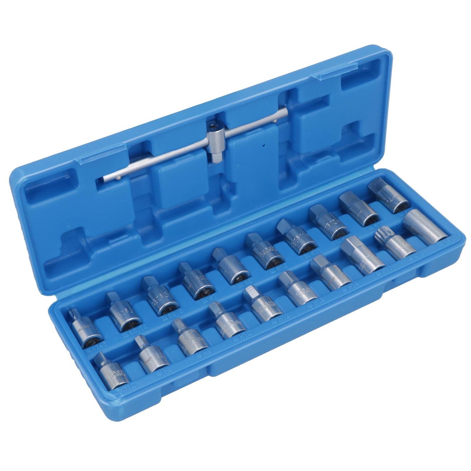 3/8"" Drive Master Drain Sump Plug Key Set For Engines Gear Boxes 21pc Kit