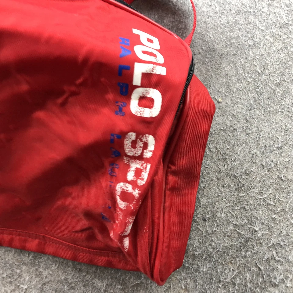 Bolsa de viagem polo esportiva vintage Ralph Lauren vermelha RL 1997 academia masculina anos 90 - Imagem 3 de 4