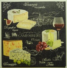 Deko HDF - Küche Käse Wein Trauben Schaf Ziege Kuh Wein Frankreich