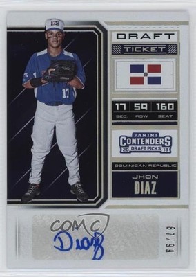 2018 Panini Contenders Draft Picks International Ticket 87/99 Jhon Diaz Auto 1o2