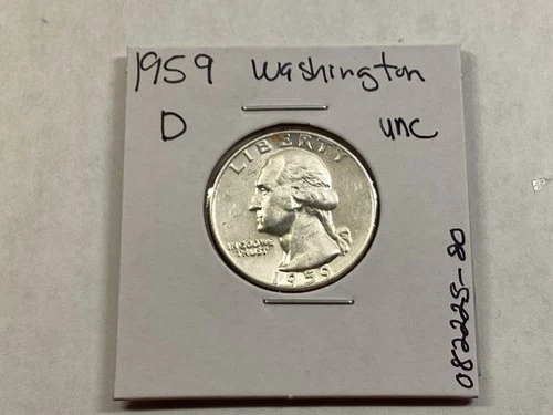 1959 D Washington Uncirculated 90% Silver Quarter from Denver Mint 082225 80d