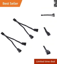 Dual Fan Connection Made Easy: Black Sleeved 1 to 2 PWM Splitter Cable (2 Pack)