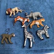 1996 Safari, LTD Animals Lot Of 7. Lion, giraffe, zebra, elephant, tiger, Monkey