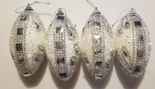 Northlight Holiday Ornaments White Silver Jewels Glitter Shatterproof 4 Finials
