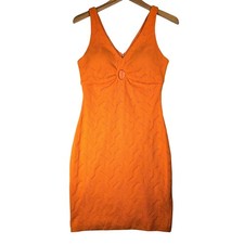 Guess Knit Dress Women's Sz 6 Tangerine Mini Tank Dress, Keyhole Bulit In Bra