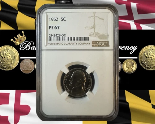 1952 Proof Jefferson Nickel NGC PF 67, 5C coin