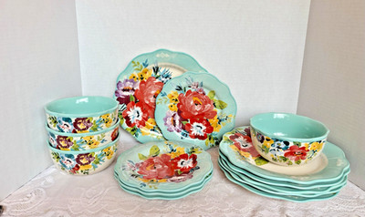 The Pioneer Woman Sweet Romance Blossom 14 Pc Dinnerware Set Plates Bowls