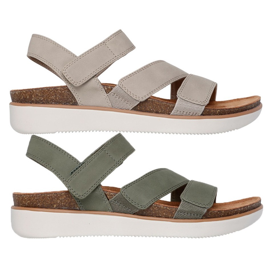 Sandalias de espuma viscoelástica Skechers para mujer color topo oliva damas - confort elevado 163252