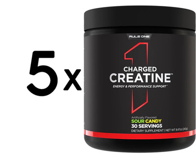 5 x Rule One Charged Creatine, Sour Candy (EAN 196671008770) - (79,12 EUR/kg)