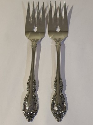 2- Oneida Community Brahms 8 3/4'' MEAT FORKS Stainless Flatware