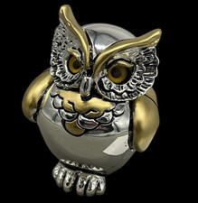 Gufo gufetto statuetta portafortuna laminata argento souvenir colore oro argento