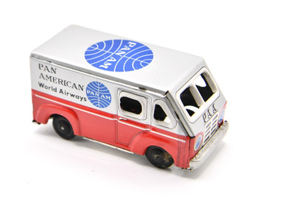 Vintage 1960's PAN AM Airways Metal Tin Friction Takatoku TT Model Van Japan