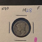 1928 Winged Liberty Head Mercury Silver Dime In Fine Condition