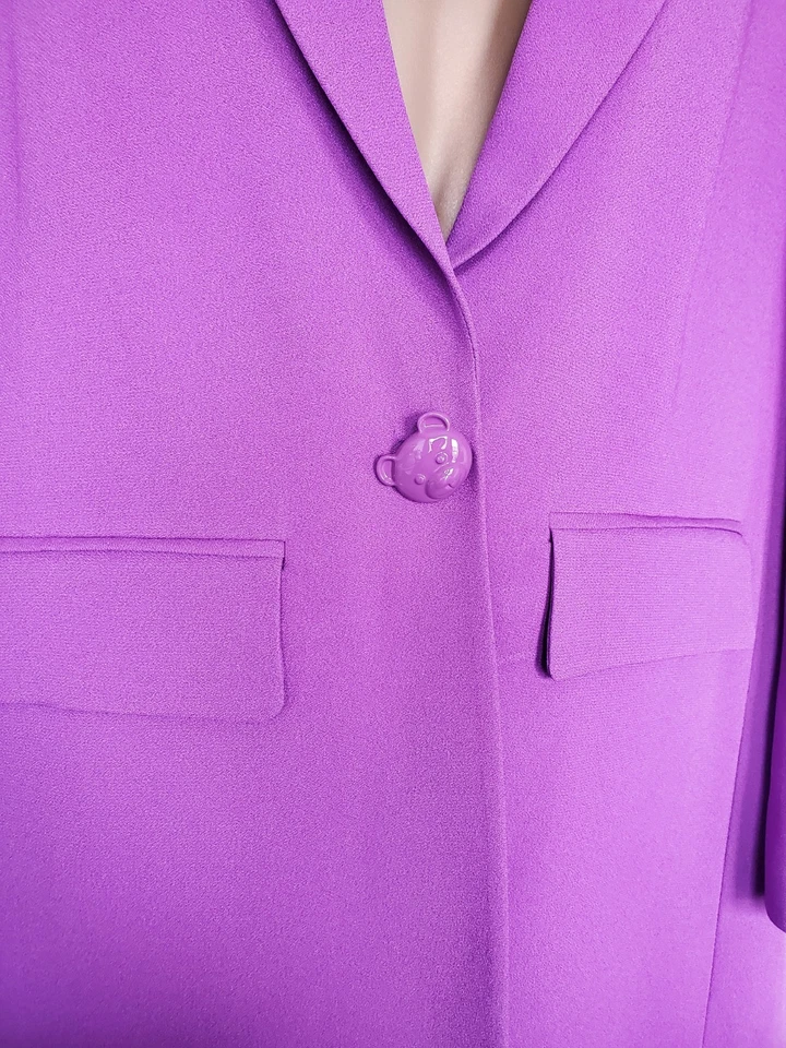 Moschino Couture Purple Crepe Blazer Teddy Button Jacket IT40 UK 8 RRP £1100 - Image 4 of 4