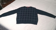 Izod Sweater Adult Size L Blue Argyle Classic Casual Diamond Pattern 100 Cotton