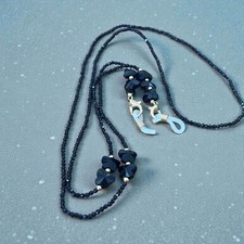 Glasses Lanyard/Eye Glass Holder Chain-seed  chip beads- black gold- 38" long