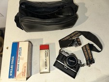 Canon AT-1 35mm Film Camera Bundle FD 55mm Lens 80-200mm Power Winder untested