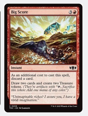 Big Score | MTG TDC | Red Instant Draw 2 Create 2 Treasure Tokens Discard | NM