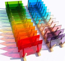 LITMIND 24 Sheets Transparent Stained 6"L 4"W 24pcs , Vibrant Rainbow Series