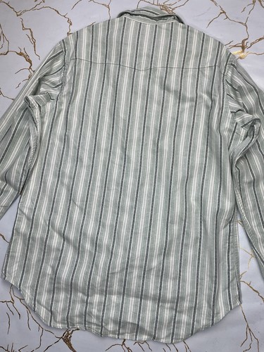 Polo By Ralph Lauren Uomo Camicia Verde Bianca a Righe con Bottoni Taglia Media - Picture 6 of 7