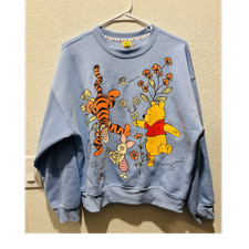 Disney Winnie the Pooh Adult Blue Graphic Crewneck Sweatshirt