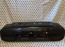 Vintage Sanyo MW708 Boombox AM FM Stereo Dual Cassette Tape Recorder 1989