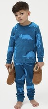 M & S KID'S FLEECE PYJAMAS AGE 6-7  YRS DINOSAUR T-REX  PRINT