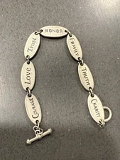 Costume Fashion Virtues Charms Tennis Bracelet w/Toggle Clasp - 7.5"