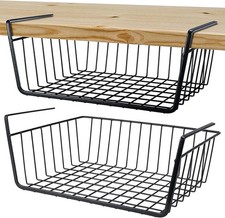 2PCS LARGE UNDER SHELF STORAGE BASKET RACK KITCHEN ORGANISE CUPBOARD  UK STOCK .