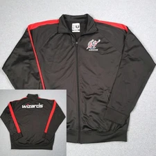 Washington Wizards Jacket Men 2XL Black Unk NBA Throwback Logo Warm Up Stretch