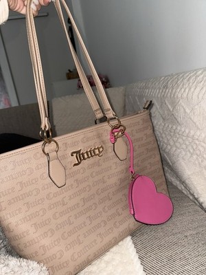 Juicy Couture medium tote beige W heart coin purse Cafe