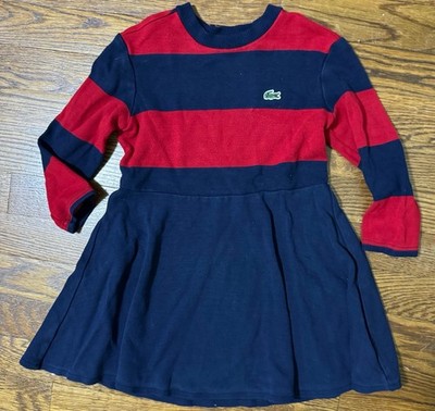 Girls, Lacoste Size 5 Red Navy Dress