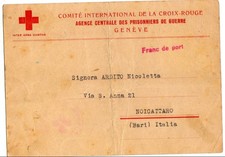 NOICATTARO(BARI)-17/11/1943-FRANCHIGIA DA CROCE ROSSA DI PRIGIONIERO AD ATENE
