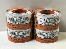 Lot Of 4 Gorilla Tough  Wide Duct Tape, 2.88" x 25 yd, White
