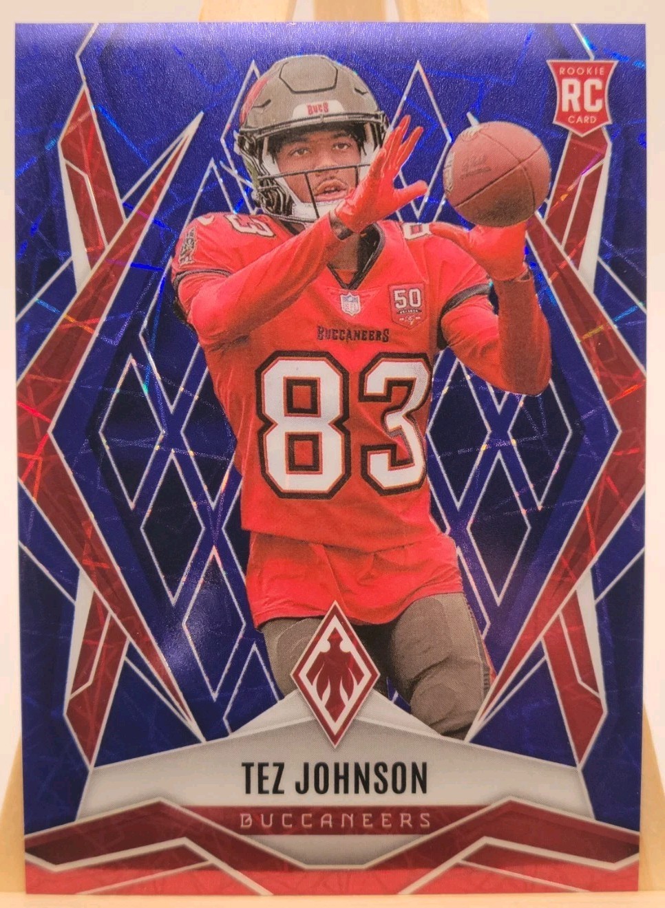 2025 Panini Phoenix Football Tez Johnson Blue Lazer /75 #166 RC Buccaneers