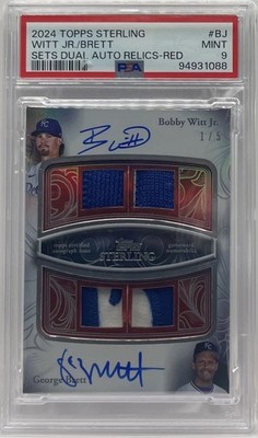 2024 Topps Sterling Bobby Witt Jr. George Brett Dual Patch Auto Red #1/5 PSA 9